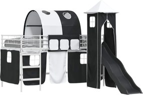 vidaXL Cadru de pat supraetajat pentru copii Alb și negru 100 x 200 cm