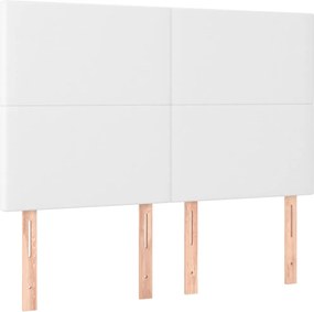 vidaXL Tăblie de pat albă 144x5x118/128 cm piele ecologică
