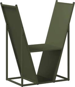 vidaXL Suport pentru lemne de foc Verde măsline Oțel laminat la rece