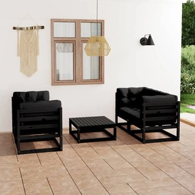 3076308 vidaXL Set mobilier grădină cu perne, 5 piese, lemn masiv pin