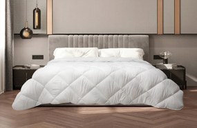 Pilota matlasata Alcam, 140x200 cm, microfibra alba, umplutura fibra siliconica, 400g/mp, nivel de caldura mare