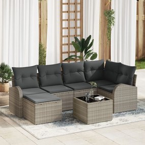 vidaXL Set de canapele pentru grădină 7 pcs Gri deschis Rattan poli