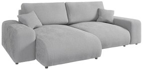 Colțar gri deschis cu tapițerie din catifea reiată (cu colț variabil) Justin – Ropez