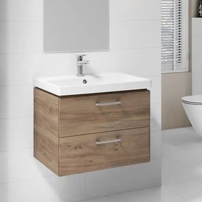 Dulap baie, culoare nuc suspendat 2 sertare Lara pentru lavoar Como, 60 cm