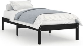 vidaXL Cadru de pat, 100x200 cm, negru, lemn masiv de pin