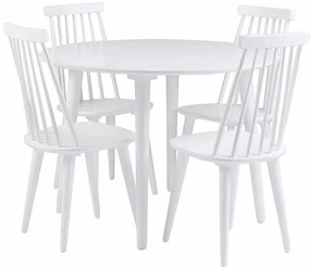 Masă de dining din lemn arbore de cauciuc Rowico Lottle, ⌀ 106 cm, alb