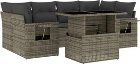vidaXL Set canapele de grădină, 7 piese, cu perne, gri, poliratan