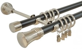Galerie dubla duo capri 19 mm negru inox (Alege marime: 200 cm)