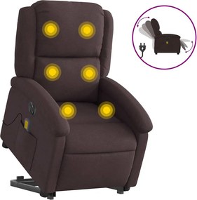 vidaXL Fotoliu electric masaj rabatabil cu ridicare maro închis textil