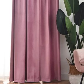 Draperie Catifea culoare Roz Pudra, croita cu rejansa pentru sina sau galerie, carlige sina by SeReDesign