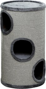 PawHut Cușcă pentru Pisici cu 3 Nivele, Zgârietoare din Sisal și Pluș, Ø38x70cm, Gri | Aosom Romania