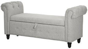 HOMCOM Banca cu depozitare, canapea cu două funcții în material textil aspect lin cu picioare de lemn 146,5 x 49 x 72 cm gri | Aosom Romania