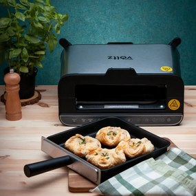 Prajitor de paine multifunctional 4in1 Oliver Voltz OV51015R, 1700 W, 240 x 225 mm, Functie gratar, cuptor, grill, Otel inoxidabil/Negru
