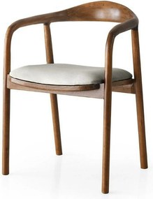 Scaun PA-027, crem/nuc, stofa catifelata/lemn, 52x51x77 cm