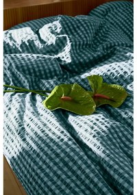 Lenjerie de pat verde-albastră din țesătură crep pentru pat de o persoană 140x200 cm Bæk&amp;Bølge – JUNA