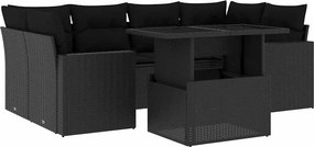 vidaXL Set canapele de grădină cu perne, 7 piese, negru, poliratan