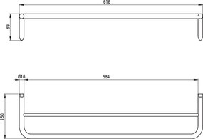 Silia Suport pentru prosoape, dublu - montare pe perete Finisaj: Alb ADI_A631