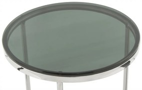 Masuta de cafea rotunda din sticla Wynona 40x40x42 cm negru/argintiu