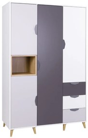 Dulap cu rafturi Juna 1 (alb + grafit + gri + stejar lefkas). 1087397