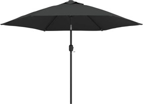 vidaXL Umbrelă de soare exterior cu LED & stâlp de oțel antracit 300cm