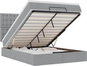 vidaXL Cadru pat otoman cu saltea țesătură gri deschis 140x200cm