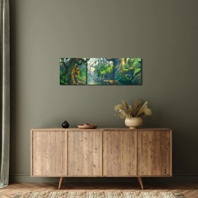 Tablou - Ilustrare pădure tropicală (cu ceas) (90x30 cm)