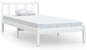 810068 vidaXL Cadru de pat, alb, 90x200 cm, lemn masiv de pin