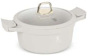 Oală cu capac 24 cm, 4.4L – Berlinger Haus Sahara Collection BH 7787, crem, antiaderentă, ideală pentru gătit zilnic și curățare ușoară