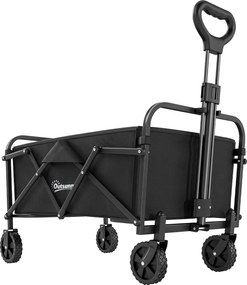 Outsunny Cărucior de grădină pliabil cu roți mâner reglabil sarcină 68 kg pentru camping cumpărături 81x45x89 cm Negru | Aosom Romania