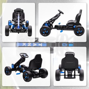AIYAPLAY Kart cu pedale pentru copii, karting copii 3-6 ani cu ambreiaj automat, frână, roți EVA antiderapante, albastru | Aosom Romania