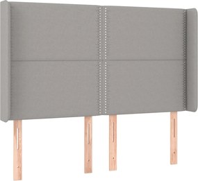 vidaXL Tăblie de pat cu aripioare gri deschis 147x16x118/128 cm textil