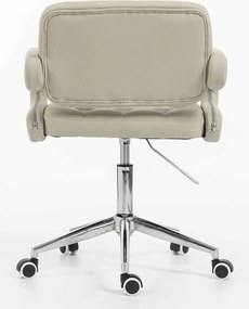 HR8403K Scaun Ecru Piele Ecologica Premium Soft cu Bază Cromata