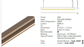 Lustra LED suspendata design liniar BRONZE 45W