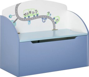 HOMCOM Bancă Depozitare Jucării pentru Copii, 60x30x50cm, Albastru | Aosom Romania
