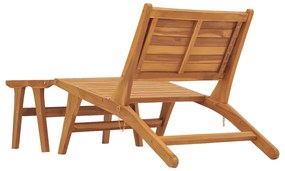 Scaun de gradina cu suport de picioare, lemn masiv de tec 1, Cu suport de picioare