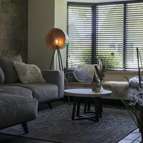 Lampă de podea vintage pe trepied din bambus verde cu cupru - Barrel