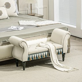 HOMCOM Bancă de Așteptare, Sitzbank, Design Vintage, până la 150 kg, 117x40x58 cm, Bej | Aosom Romania