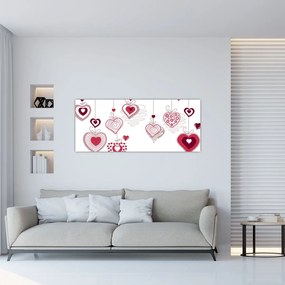 Tablou cu inimiore pictate (120x50 cm)