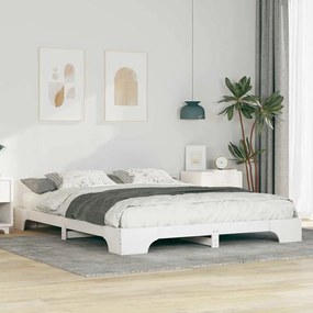 vidaXL Cadru de pat de podea cu depozitare Alb 160 x 210 cm lemn