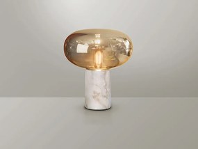 Veioza / Lampa de masa design elegant Fungi alb/ chihlimbar