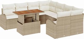 vidaXL Set de canapele pentru grădină 9 pcs Bej Rattan poli