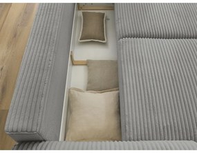 Canapea gri închis extensibilă cu tapițerie din catifea reiată 257 cm Lucien – Bobochic Paris