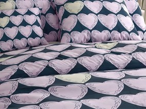 Lenjerie din microfibra VIOLET HEARTS mov deschis Dimensiune lenjerie de pat: 2 buc 70 x 80 cm | 160 x 200 cm