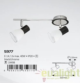 Aplica de perete,Plafoniera design modern, finisaj negru/crom, Ati 5977 RX