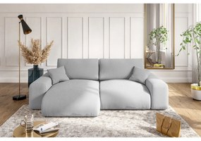 Colțar gri deschis cu tapițerie din catifea reiată (cu colț variabil) Justin – Ropez