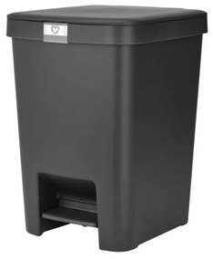 Coș cu pedală Brabantia StepUp 1008482, 25 L, Materiale ecologice, Deschidere mare, Gri închis