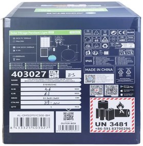 Lustră LED RGBW solară Aigostar MESH 35W/3,7V 8000 mAh 2700K-6500K IP65 d. 50 cm