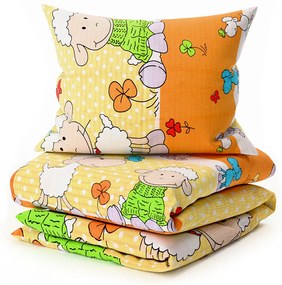 Lenjerie de pat creponata pentru patut OVECELE galben Dimensiune lenjerie de pat: 45 x 65 cm | 90 x 135 cm
