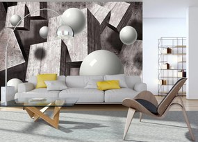 Fototapet - Elemente 3D geometrice gri (254x184 cm)
