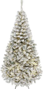 HOMCOM Brad de Crăciun înzăpezit cu 240 de LED-uri alb cald 200 cm 850 vârfuri ignifuge rabatabile bază metalică pliabilă | Aosom Romania